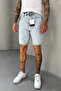 Snow Wash Denim Fabric Ice Blue Men's Jean Jeans Shorts Mz488