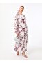 Floral Patterned Chiffon Hijab Dress - Dusty Rose - Refka - 6