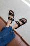 Gita Women's Buckle Detail Daily Comfort Suede Slippers Black