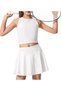 White High Waist Girls' Tennis Skirt with Darkalıp Inner Tights and Pockets, Lady Kids' Sports Skirt - 3