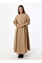 Linen Blended Hijab Dress with Placket Detail on the Front - Beige - Benin - 3