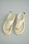 Nova Women's Cream Leather Casual Ring Toe Sandals - 6