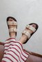 Gita Women's Buckle Detail Daily Comfort Leather Slippers Beige