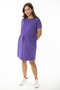 Women's Large Size Purple Tunnel Waist Lace-Up Low Sleeve Tunic Dress 65N36919 - 6