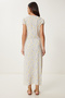 Floral Patterned Summer Viscose Dress Cream Blue Lhf0027 - 5