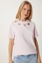 Cut Out Detailed Cotton Knitted T-Shirt Candy Pink Lus0155 - 2