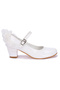Girl's White Patent Leather Ballerina Shoes - 4