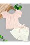 Girl's Summer Interlock Corded Fabric Floral Printed Muslin Shorts Top and Bottom Baby Set - 2
