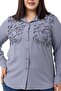 Large Size Gray Shirt with Embossed Fabric Detail - 5