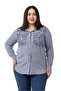Large Size Gray Shirt with Embossed Fabric Detail - 4