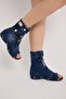 Women's Denim Sandals Trok, Metal Detail - 4