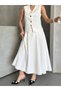 Women's Top and Bottom Set Stylish Button Detail Premium Vest Skirt Two-Piece Suit - 4