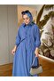 Cotton Shirt and Skirt Suit with Shirring Detail - Blue - 6