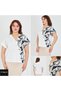 Women S V-Neck Asymmetrical Print Blouse with Ornamental Button Detail - for Casual and Stylish Combinations - 6