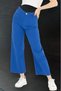 Women's Colorful Gabardine Loose-Fit Pants with Fringed Hem - 3