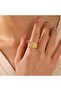 Textured Wavy Model Gold Color Adjustable Women's Ring
