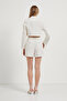 Women's Linen Look Lace-Up Tight White Crop Jacket - 5