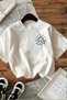 Women's Crew Neck Pinterest Printed Cotton Oversize White Short Sleeve T-Shirt - 2