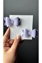 Lilac Girl Buckle Suede Leather Soft Tones Bow 2-Piece Clip Buckle - 3