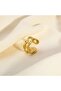 Double Spiral Model Gold Color Adjustable Women's Ring - 5