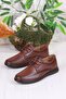 42225 Comfort Comfortable Flexible Rubber Laced Genuine Leather Men's Shoes - 3