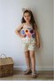 Girl's Embroidered Shorts Cream Summer Suit - 5