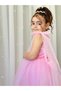 Pink Pearls Long Dress Vintage Baby Girl Dress,Birthday Dress,Photo Shoot Dress - 4