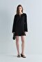 Black Karla Lace-Up Linen Dress