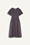 Corded Fabric Ribbed Knit Anthracite Girl's Dress E3839A8/Ar58