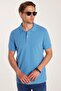 Men's Slim Fit Slim Fit 100% Cotton Blue Polo Neck T-Shirt