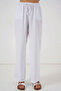 Women's Wide Leg Linen Trousers 6735 - White - 4