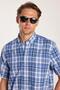 Men's Regular Fit Classic Cut Oversized 100% Cotton Linen Texture Pocketed Checked Short Sleeve Shirt