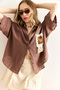 Women's Brown Pocket Detailed Wide Sleeve Washed Linen Content Shirt Gml-19001353 - 6