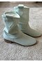 Devine Women's Suede Short Heel Perforated Summer Boots - Mint Women's Suede Short Heel Perforated Summer Boots - M Green - 4