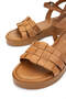 Women's Genuine Leather Tan Flat Sandals - 4