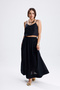 Desil 100% Linen Crop Top Flared Long Skirt Double Suit - 3
