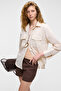 Rigo Women Shirt Collar Long Sleeve Regular Long Slim Cream Shirt - 4