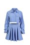 Emilia Shirt Skirt Blue Woven Set - 2
