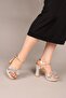 Twi̇nk Bow Platform Heeled Shoes Gold - 4