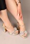 Twi̇nk Bow Platform Heeled Shoes Gold - 2