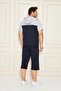 Men's Cotton Hooded Capri Suit Gray / Navy Blue 7501-G.L. - 7