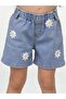 Daisy Embroidered Girl's Denim Shorts - 2