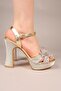 Twi̇nk Bow Platform Heeled Shoes Gold - 6