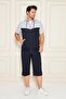 Men's Cotton Hooded Capri Suit Gray / Navy Blue 7501-G.L. - 6