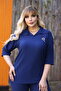 Women's Casual Placket Shirt Collar Trousers Set - Wrapped Fabric - 2