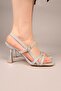 Vividy Piping Glitter Heeled Shoes Silver