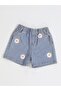 Daisy Embroidered Girl's Denim Shorts - 3