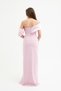Women's Powder Slim Fit Collar Detail Slit Long Evening Dress - 5
