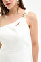 Women's White Accessory Detail Midi Dress - 4