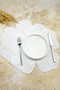 White Colored Bloom Flower Embroidered 2-Piece American Service